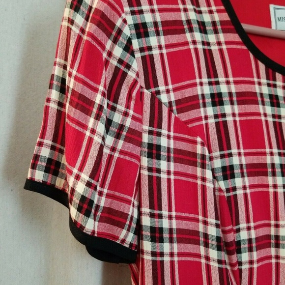 Red Black White PLAID Midi DRESS MISTY LANE Union - Picture 8 of 8